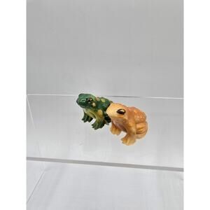 Vintage Inarco Frog Brown Green 1971 Made In Hong Kong Miniatures Toads